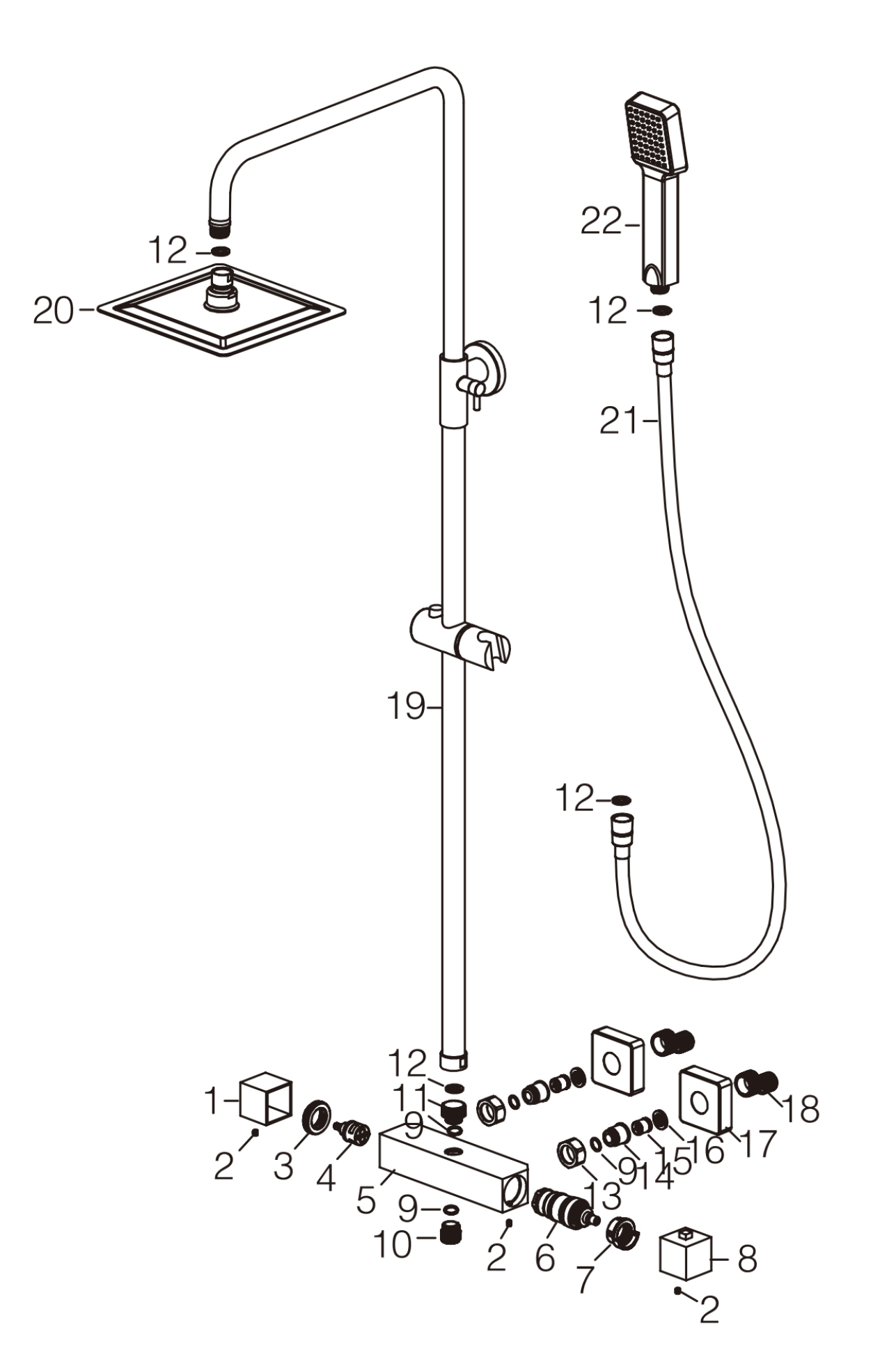 ART termostaticky dualny sprchovy system